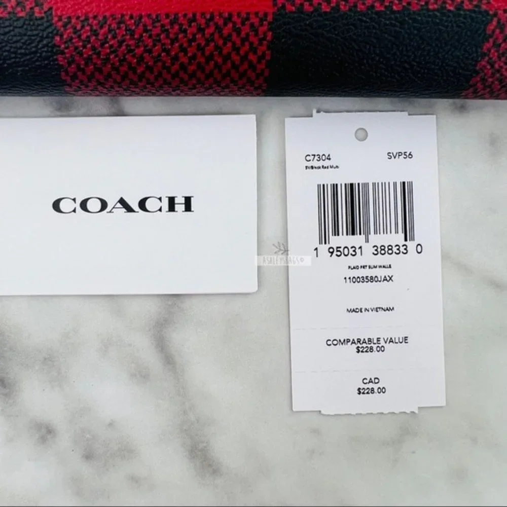 Coach Slim Wallet In Signature Canvas With Buffalo Plaid Print - Picture 5 of 5